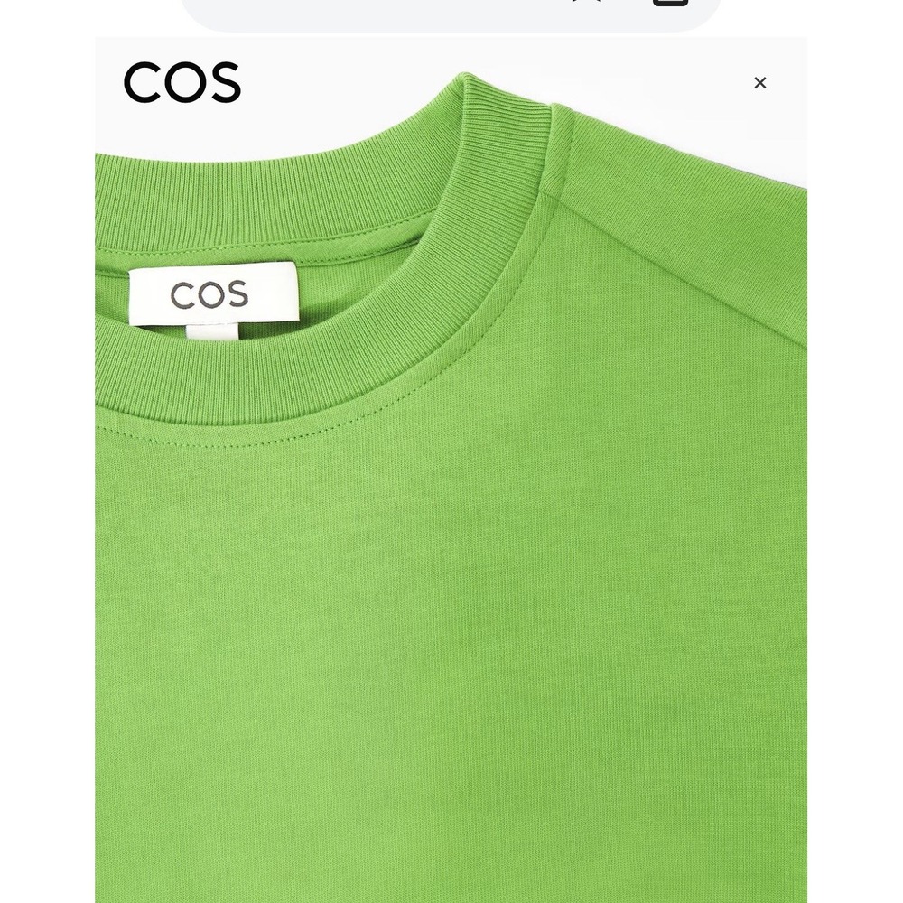 COS Power Shoulder SLIM WAISTED T-SHIRT Bright Green  Fitted  NWOT Classy Size S - Picture 2 of 10